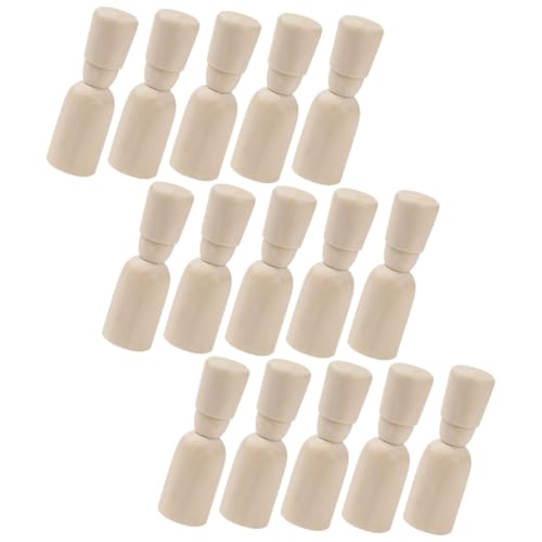 TIDTALEO 15 Stück Teiliges Unbemalte Holz peg Puppen DIY Bastelset Blanko Holzfiguren zum Bemalen Kreative Hand augen koordination für Jungen Mädchen von TIDTALEO