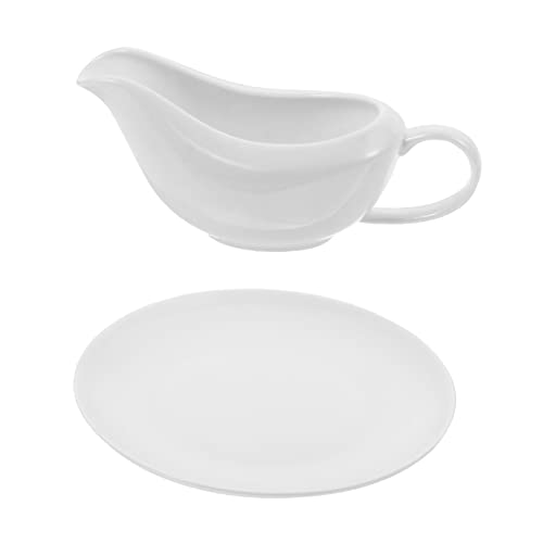 TIDTALEO 1Satz Keramische Saucenschale mit Untertasse Tomatensauce und Gewürzbehälter Weiß Servierlösung für Zuhause Party und Picknick von TIDTALEO