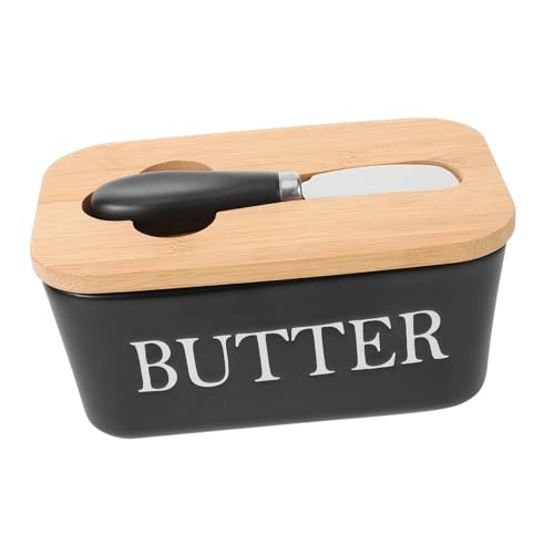 TIDTALEO 1Satz Küchenbutterhalter aus Keramik Wiederverwendbarer Aufbewahrungsbehälter für Butter und Käse mit Deckel und Messer für Zuhause und Veranstaltungen von TIDTALEO