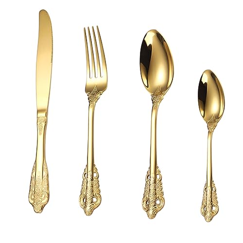 TIDTALEO 1Satz Retro Goldene Besteckset Teilig Stilvolle Haushaltsutensilien für Besondere Anlässe Ergonomisch und Langlebig Leicht zu Reinigen und Praktisch im Alltag TIDTALEO 1Satz Retro Goldene Besteckset Teilig Stilvolle Haushaltsutensilien für Besondere Anlässe Ergonomisch und Langlebig Leicht zu Reinigen und Praktisch im Alltag von TIDTALEO