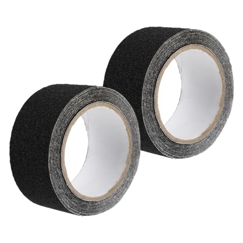 TIDTALEO 2 Rollen Rutschfestes Treppenstufen klebeband Wasserfestes Pvc antirutschband Extra Stark Haftendes Abriebfestes Sicherheitsband für Innen und Außen Schwarz von TIDTALEO
