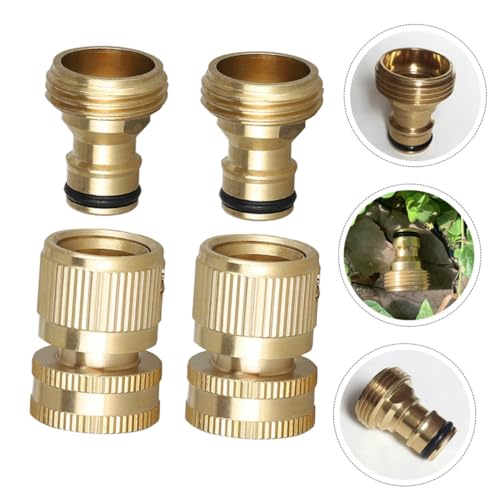 TIDTALEO 2 Sätze Gartenschlauch Schnellverbinder Messing Adapter Dichtungsfeste Schlauchanschlüsse für Gartenbewässerung Leicht und Handlich Schnelle Verbindung und Trennung von TIDTALEO