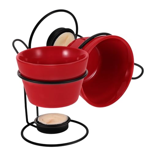 TIDTALEO 2 Sätze Keramischer Schmelztopf Teiliges Fondue für Butter mit Praktischem Gestell für Desserts und Gemütliche Abende von TIDTALEO
