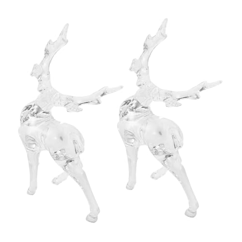 TIDTALEO 2stücke Klare Acryl-Rentier Figuren Dekorative Weihnachtsornamente Für Tischdekoration Kreative Weihnachts-Dekoration Für Zuhause Elegante Rentier Skulpturen Für Festliche von TIDTALEO