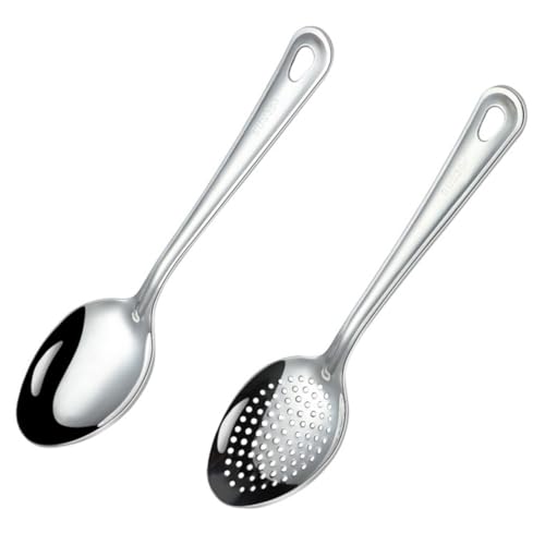 TIDTALEO 2 Stück Teiliges Edelstahl Servierlöffel mit Schlitzen Multifunktionale Ergonomische Küchenutensilien für Haushalt Buffet Geeignet zum Servieren von Salaten Snacks Fleisch und TIDTALEO 2 Stück Teiliges Edelstahl Servierlöffel mit Schlitzen Multifunktionale Ergonomische Küchenutensilien für Haushalt Buffet Geeignet zum Servieren von Salaten Snacks Fleisch und von TIDTALEO