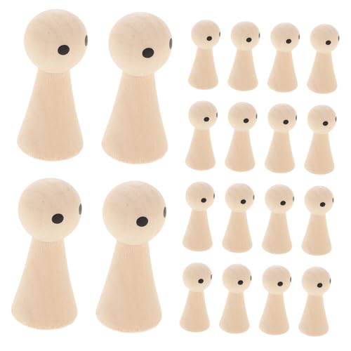 TIDTALEO 20 Stück Teiliges Unbemalte Holz peg dolls aus Naturholz DIY Malfiguren mit Glatter Oberfläche Sichere für Basteln Kreative Familienaktivitäten und Wohnungsdekoration von TIDTALEO
