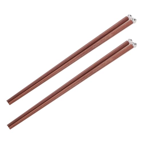 TIDTALEO 2Paare Rutschfeste Holz Essstäbchen mit Panda Design Wiederverwendbar für Asiatische Gerichte für Zuhause und Restaurants von TIDTALEO