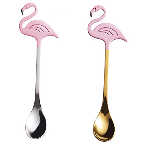 TIDTALEO 2Stücke Flamingo Kaffeelöffel Kreative Dessertlöffel Praktische Rührlöffel für Zuhause und Restaurants Rostfrei und von TIDTALEO