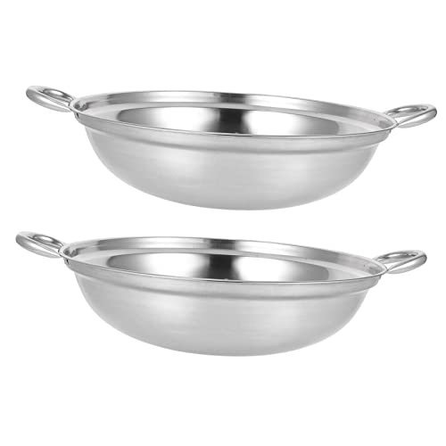 TIDTALEO 2Stücke Hot Pot Teilig ohne Deckel Spill Design für Induktionskochfeld Kochpfanne für Zuhause und Hot Pot Restaurants Leicht zu Reinigen von TIDTALEO