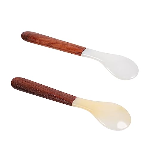 TIDTALEO 2Stücke Natürliche Kaffeelöffel mit Holzgriff Eislöffel und Suppenlöffel für Mixgetränke und Desserts für Kaffee Tee von TIDTALEO