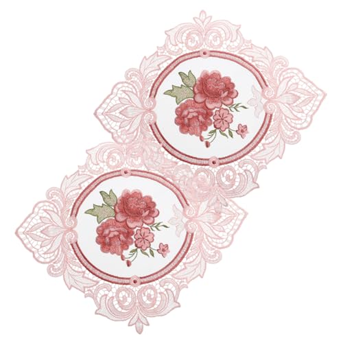 TIDTALEO 2Stücke Vintage Tischsets Dekorative Untersetzer für Tassen Tischmatte mit Besticktem Design für Esstisch Dekoration und Besondere Anlässe von TIDTALEO