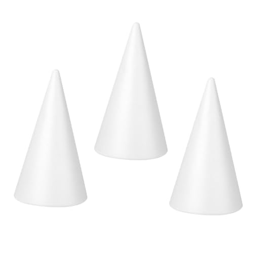TIDTALEO 3 Stück Schaumstoffkegel Weiß DIY Bastelkonen für Leichtes Bastelmaterial zum Bemalen und Dekorieren für Weihnachtsbaum Deko und Partygestaltung von TIDTALEO