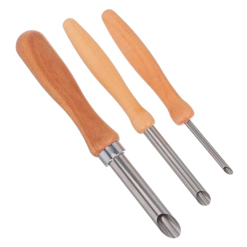 TIDTALEO 3 Stück Teiliges Töpferwerkzeug Edelstahl Runde Lochstanzer mit Ergonomischem Holzgriff Präzise Tonbohrer für Keramik Modellierung und Skulpturen von TIDTALEO