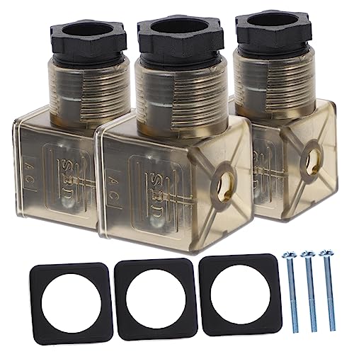 TIDTALEO 3Stücke Din Teiliger Solenoid Ventilanschluss mit LED Indikator Pin Stecker für Wasserdruckmagnetventile Langlebig und Praktisch von TIDTALEO