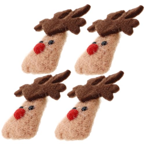 TIDTALEO 4stücke Teiliges Elchkopf-Dekorationen Aus Wollfilz Für Weihnachtsdeko Kreative Rentier-Ornamente Ergänzung Für Weihnachtsbaum Und Kranz Für Festliche Bastelprojekte von TIDTALEO