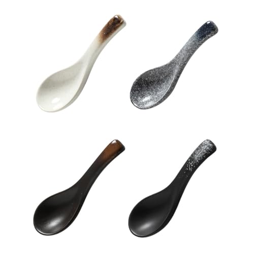 TIDTALEO 4 Stück Keramik Suppenlöffel Retro Stil Kleine Reislöffel aus Hochwertiger Keramik Glatte Oberfläche Ergonomischer Griff Vielseitig Einsetzbar für Asiatische Suppen und TIDTALEO 4 Stück Keramik Suppenlöffel Retro Stil Kleine Reislöffel aus Hochwertiger Keramik Glatte Oberfläche Ergonomischer Griff Vielseitig Einsetzbar für Asiatische Suppen und von TIDTALEO