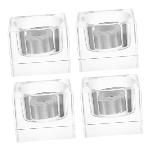 TIDTALEO 4 Stück Kristall teelichthalter Transparent Quadratisch Stabiles Design Rutschfest Sicher für Hochzeit Tischdekoration Romantische Kerzenhalter Schlafzimmer Wohnzimmer von TIDTALEO