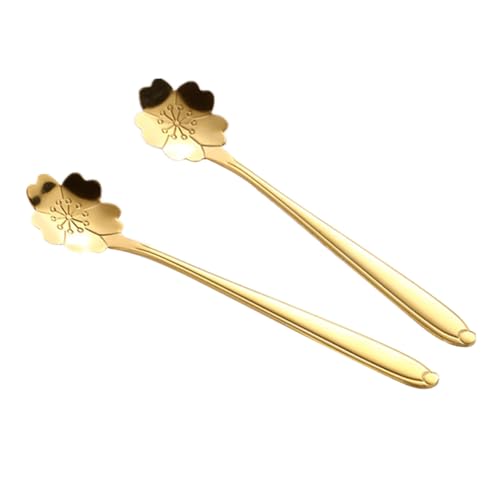TIDTALEO 8Stücke Blumenlöffel Kreative Rührlöffel Verschiedenen Blumenformen für Dessert Kaffee und Tee Hochglanzpolierter Goldener Küchenlöffel für Zuhause von TIDTALEO