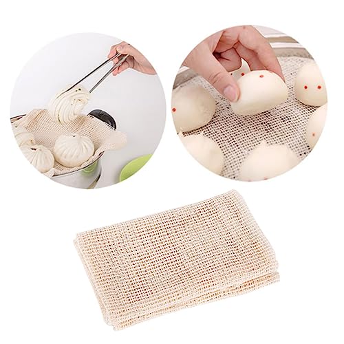TIDTALEO Baumwolle Steamer Pad Wiederverwendbar Quadratische Dämpfer Matte Antihaftend Hitzebeständig Langlebig für Dampfkörbe Dim Sum Dumplings Haushalt Beige von TIDTALEO