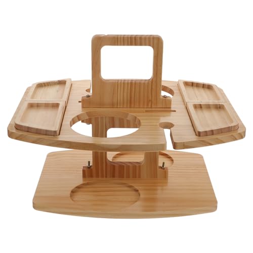 TIDTALEO Camping Lebensmittelregal Holz Lagerregal für Picknick Multifunktionales Tablett mit Flaschenhalter Tragbar und Robust für Outdoor Aktivitäten von TIDTALEO