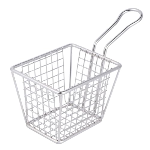 TIDTALEO Edelstahl Frittierkorb Mini Mesh Filterkorb für Pommes Frites Snackkorb mit Langem Griff für Topf Geeignet zum Abtropfen und Servieren von Frittierten Speisen von TIDTALEO