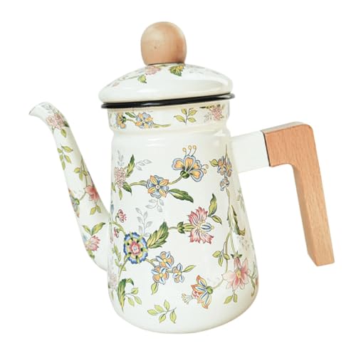 TIDTALEO Emaille Große Kapazität Hitzebeständig für Tee und Heiße Flüssigkeiten mit Holzgriff Leicht zu Reinigen Vintage Design TIDTALEO Emaille Große Kapazität Hitzebeständig für Tee und Heiße Flüssigkeiten mit Holzgriff Leicht zu Reinigen Vintage Design von TIDTALEO