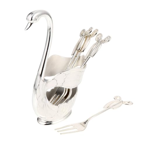 TIDTALEO Fruit Fork aus Langlebiger mit Schwan figur und Kuchengabeln Rostfrei für Snacks Desserts Partys Weihnachten und Geschenkgebrauch von TIDTALEO