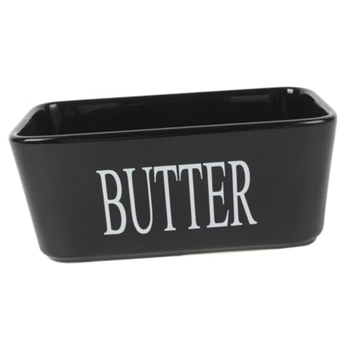 TIDTALEO Keramik Butterdose Rechteckig Butterbehälter aus Keramik Butteraufbewahrung Küchenbehälter für Butter Käse und Desserts Geeignet Bpa frei Schwarz von TIDTALEO