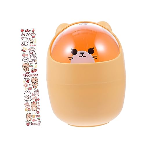 TIDTALEO Kleiner Cartoon Desktop Mülleimer mit Deckel Kunststoff Abfallbehälter für Büro und Kinderzimmer Effektive Geruchsreduzierung Abnehmbares Design für Kleine Abfälle TIDTALEO Kleiner Cartoon Desktop Mülleimer mit Deckel Kunststoff Abfallbehälter für Büro und Kinderzimmer Effektive Geruchsreduzierung Abnehmbares Design für Kleine Abfälle von TIDTALEO