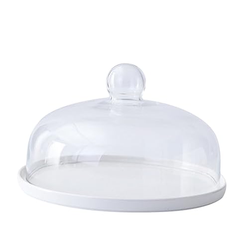 TIDTALEO Kuchenplatte mit Glasabdeckung Tortenplatte für Geburtstagsfeiern und Familienfeiern mit Rundem Deckel Transparent und Staubdicht für Desserts von TIDTALEO