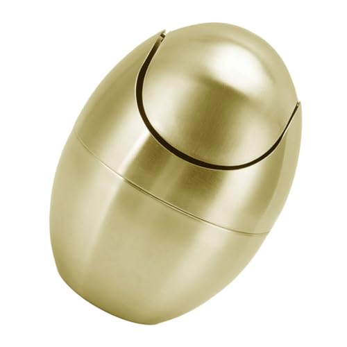 TIDTALEO Mini Mülleimer mit Deckel Eierförmiger Desktop Abfalleimer Kompakter Tischabfallbehälter für Büro Schlafzimmer Badezimmer Modernes Design Goldfarben von TIDTALEO