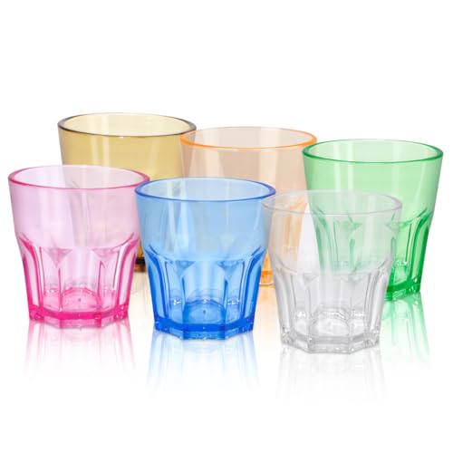 TIE-DailyNec 160ml Trinkgläser Set aus Kunststoff, Acryl Wassergläser Wiederverwendbar, Stapelbar Trinkbecher, Wasser Becher für Picknick, Camping, Partys, BBQ (6pcs) von TIE-DailyNec