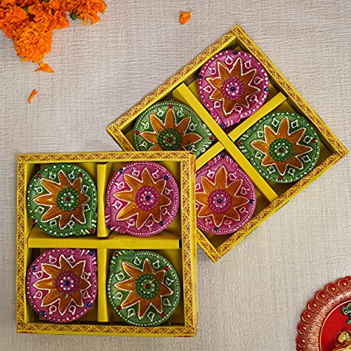 Tied Ribbons 8 pcs Handmade Big Clay Diya for Diwali, Traditional Homemade Diyas Tealight, Indian Oil Lamp, Diwali Decorations for House, Terracotta Diyas, Diwali Diya von TIED RIBBONS