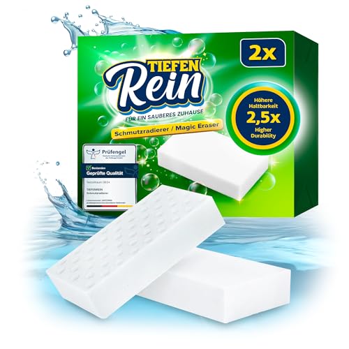 2,5X längere Lebensdauer | Schmutzradierer PRO 2 Stück - Neu: Radierschwamm | extra langlebiger Zauberschwamm | Magic Eraser Schwamm entfernt Schmutz an Wand, auf Schuhen, in der Küche und Bad 2,5X längere Lebensdauer | Schmutzradierer PRO 2 Stück - Neu: Radierschwamm | extra langlebiger Zauberschwamm | Magic Eraser Schwamm entfernt Schmutz an Wand, auf Schuhen, in der Küche und Bad von TIEFENREIN