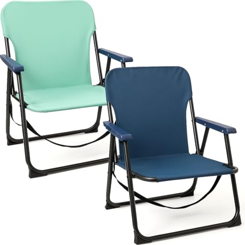 TIENDA EURASIA Strandstuhl, faltbar, 2 Stück, leicht und robust, mit Tragegriff, Blau und Türkis, Maße 54 x 54 x 25/63 cm, Maximales Gewicht 110 kg von TIENDA EURASIA