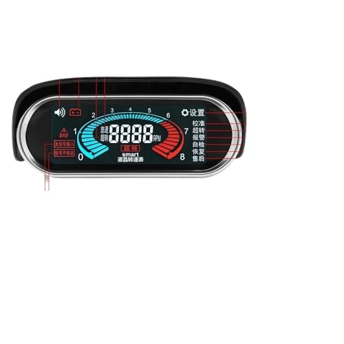 0-9999 U/min Drehzahlmesser mit Alarm Digitaler LCD-Messgerät for 1-10 Zylinder Universal Auto LKW von TIEOAXFT