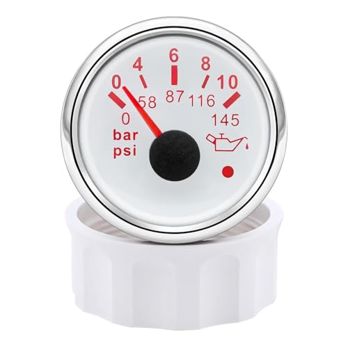 2" 52mm Ölmessgerät mit Alarm 0~5 Bar 0~10 Ölpressenmessgerät Anzeige 1/8NPT Ölpressensensor for Marineboote Custom(0-5bar WS) von TIEOAXFT