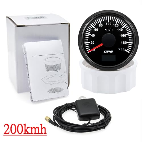 52MM GPS Tachometer 30/60/80/120/200 Km/h Boot Auto Lkw Speed ​​Gauge Meter 7 farbe Hintergrundbeleuchtung Mit Antenne(200kmh BN) von TIEOAXFT