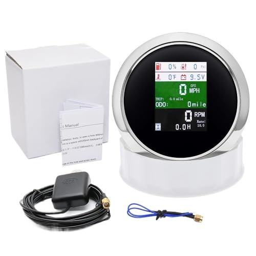 6 in 1 85 mm Messgerät GPS Tachometer + Drehzahlmesser + Tankanzeige + Öl Wassertemperatur + Spannung for Auto Boot Marine von TIEOAXFT