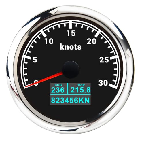 60 km/h 120 200 MPH 85 mm Messgerät GPS Tachometer mit Antenne 7 Farbe LED 3in1 Geschwindigkeitsmesser COG TRIP Kilometerzähler for Boot Auto(Customized 30Knots) von TIEOAXFT
