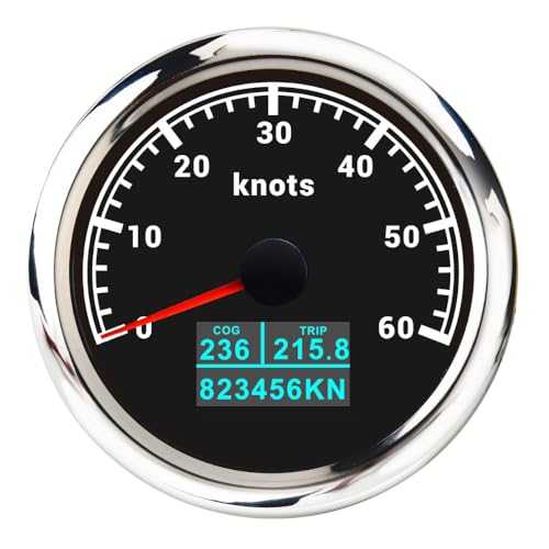 60 km/h 120 200 MPH 85 mm Messgerät GPS Tachometer mit Antenne 7 Farbe LED 3in1 Geschwindigkeitsmesser COG TRIP Kilometerzähler for Boot Auto(Customized 60Knots) von TIEOAXFT