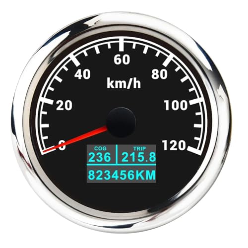60 km/h 120 200 MPH 85 mm Messgerät GPS Tachometer mit Antenne 7 Farbe LED 3in1 Geschwindigkeitsmesser COG TRIP Kilometerzähler for Boot Auto(Customized BS 120kmh) von TIEOAXFT