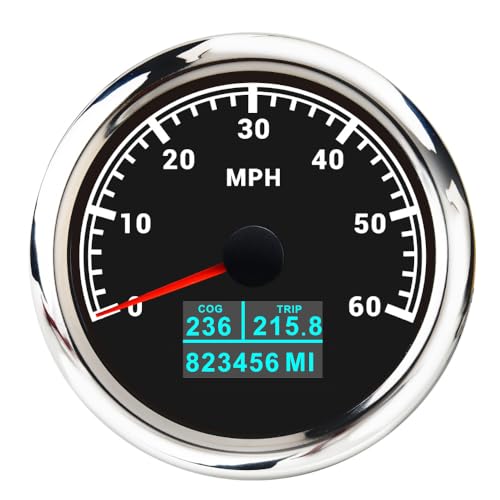 60 km/h 120 200 MPH 85 mm Messgerät GPS Tachometer mit Antenne 7 Farbe LED 3in1 Geschwindigkeitsmesser COG TRIP Kilometerzähler for Boot Auto(Customized BS 60MPH) von TIEOAXFT