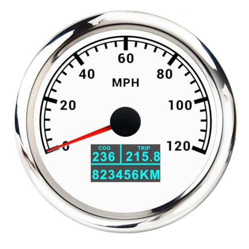 60 km/h 120 200 MPH 85 mm Messgerät GPS Tachometer mit Antenne 7 Farbe LED 3in1 Geschwindigkeitsmesser COG TRIP Kilometerzähler for Boot Auto(Customized WS 120MPH) von TIEOAXFT