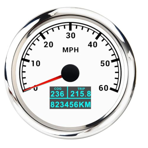 60 km/h 120 200 MPH 85 mm Messgerät GPS Tachometer mit Antenne 7 Farbe LED 3in1 Geschwindigkeitsmesser COG TRIP Kilometerzähler for Boot Auto(Customized WS 60MPH) von TIEOAXFT
