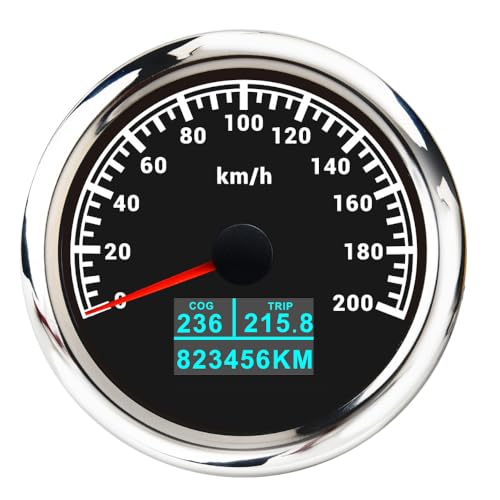 60 km/h 120 200 MPH 85 mm Messgerät GPS Tachometer mit Antenne 7 Farbe LED 3in1 Geschwindigkeitsmesser COG TRIP Kilometerzähler for Boot Auto(CustomizedBS 200kmh) von TIEOAXFT
