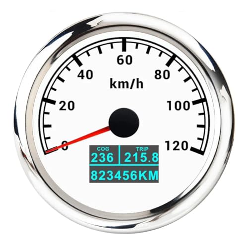 60 km/h 120 200 MPH 85 mm Messgerät GPS Tachometer mit Antenne 7 Farbe LED 3in1 Geschwindigkeitsmesser COG TRIP Kilometerzähler for Boot Auto(CustomizedWS 120kmh) von TIEOAXFT