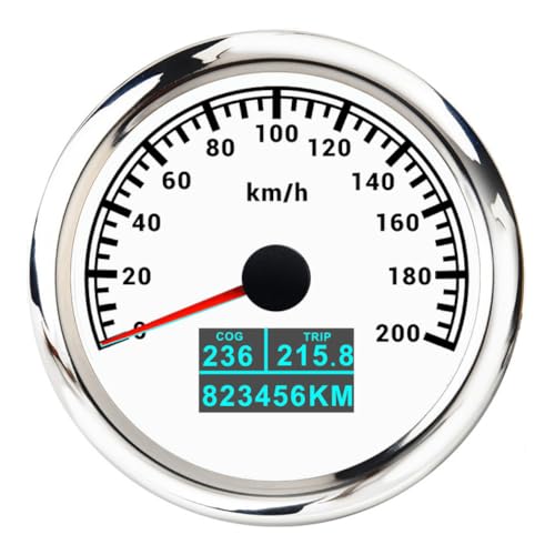 60 km/h 120 200 MPH 85 mm Messgerät GPS Tachometer mit Antenne 7 Farbe LED 3in1 Geschwindigkeitsmesser COG TRIP Kilometerzähler for Boot Auto(CustomizedWS 200kmh) von TIEOAXFT