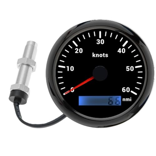 7-Farben-Licht-Marineboot-Yacht-85-mm-Tachometeranzeige mit Holzer-Sensor M16X1.5 Hall-Sensor Analoger Pulstacho(60Knots BN) von TIEOAXFT
