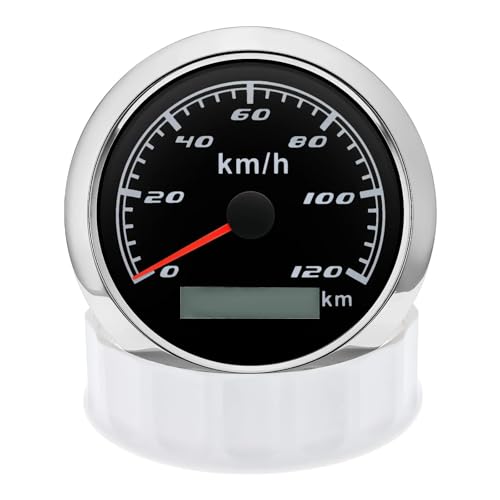 7 farbe Licht 60/120KMH 85MM GPS Tachometer Gauge Boot Auto Lkw Geschwindigkeit Meter mit Antenne Wasserdicht(200KMH WS) von TIEOAXFT